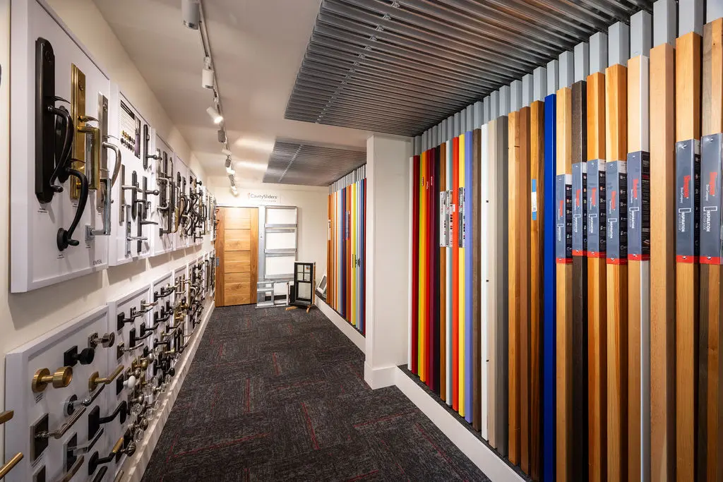 Door and hardware displays at Golden State Lumber Berkeley Showroom