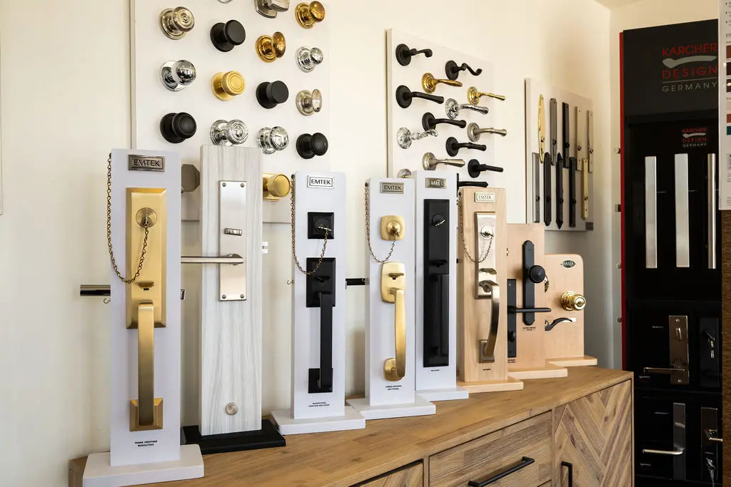 Display of door knobs, handles and hardware at Golden State Berkely