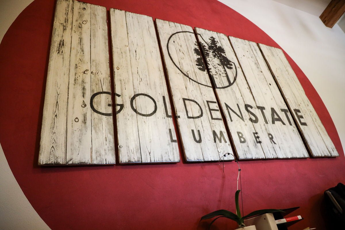 Signage at the Golden State Lumber headquarters office in Petaluma, CA