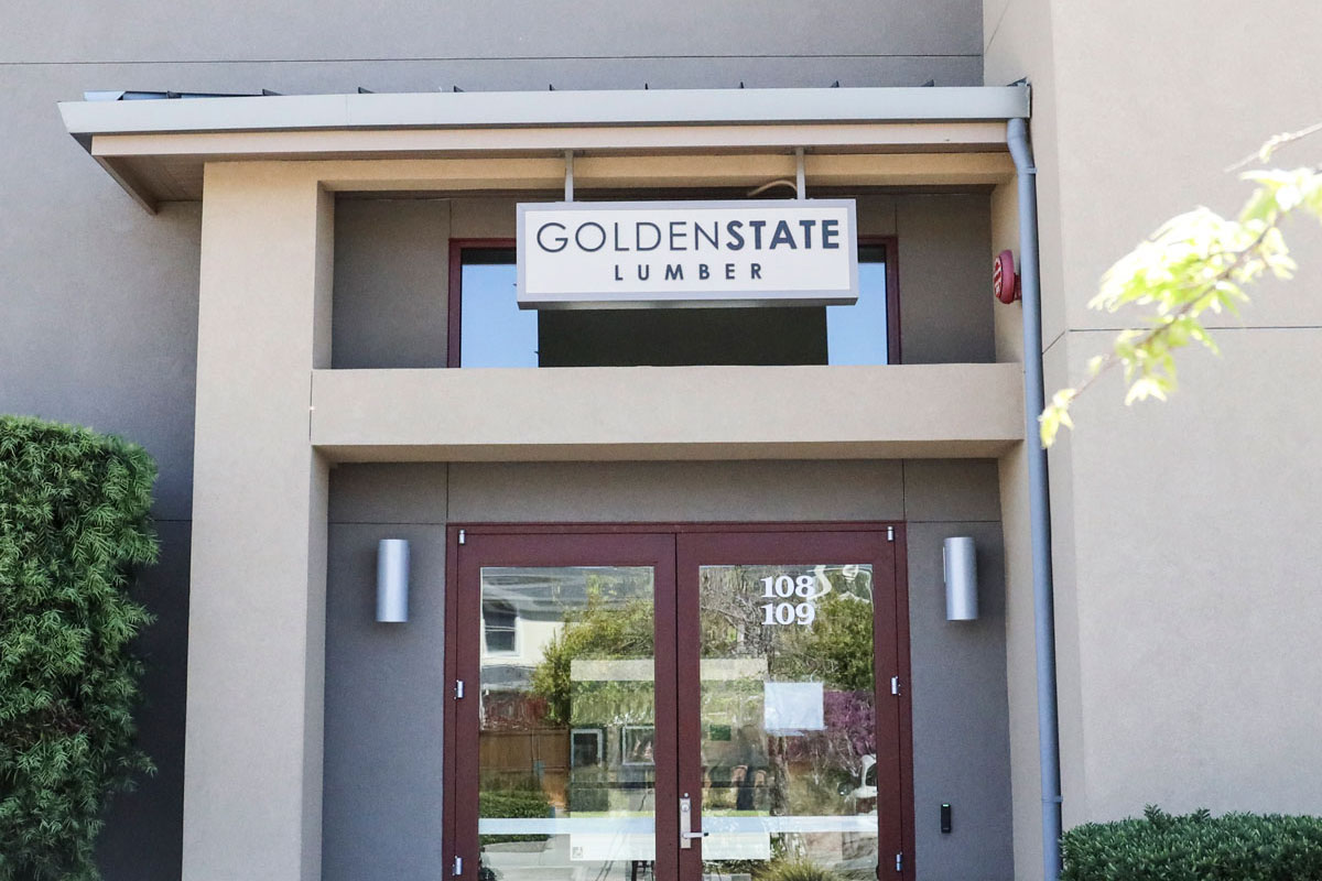 Entrance of Golden State Lumber headquarters in Petaluma, CA