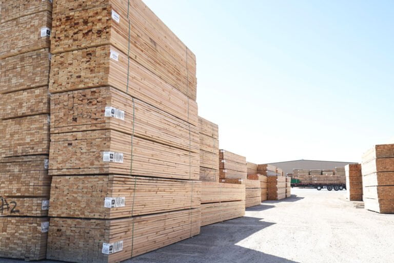 Stacks of lumber at GSL Stockton