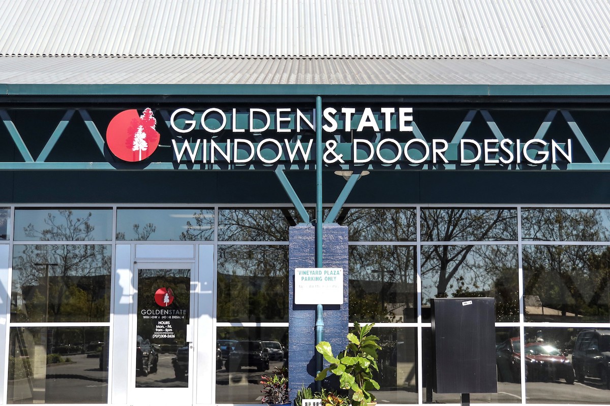 Santa Rosa window and door design showroom entrance signage