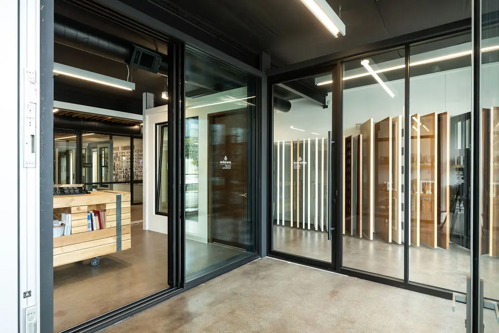 Awake doors display in the Golden State Lumber San Francisco showroom