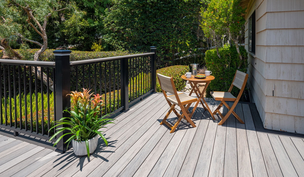 TimberTech Ashwood Espresso Legacy Collection PRO Decking patio bistro table and chairs