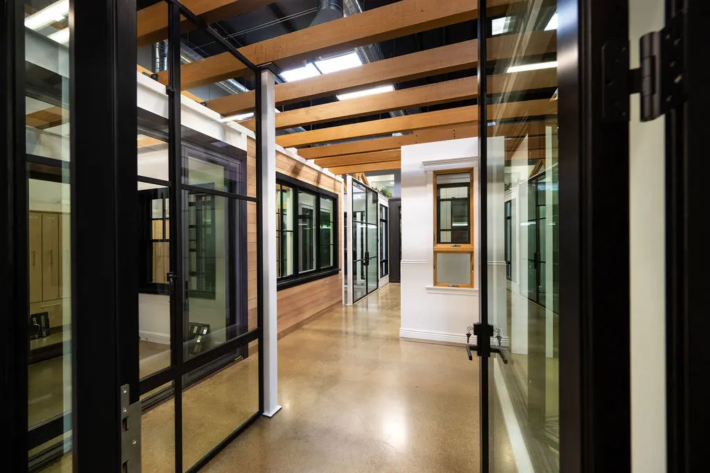 Aluminum doors display at Golden State Lumber San Rafael