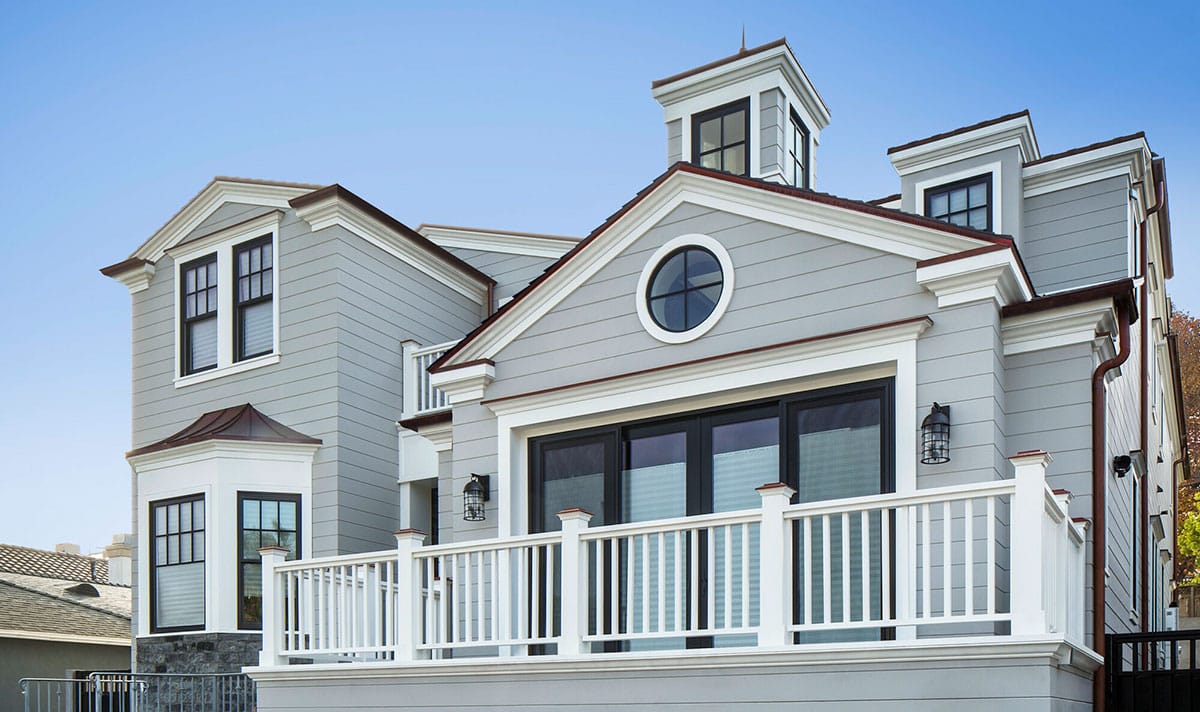 Balcony view of Manhattan Beach two-story condo with James Hardie