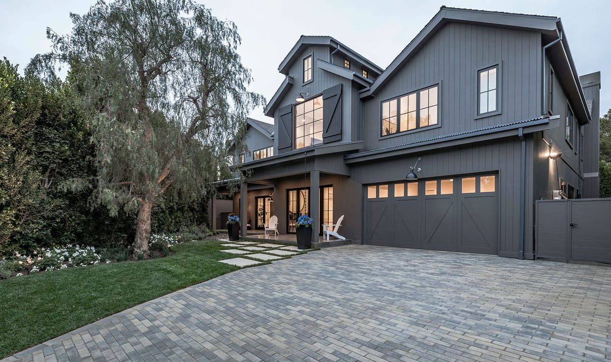 James Hardie Maroney two-story modern farmhouse in dark gray