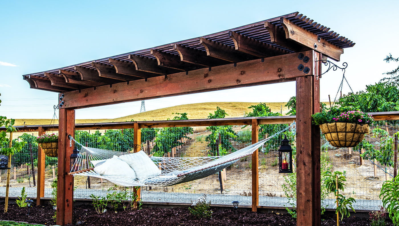 DIY arbor shade using Simpson Strong-Tie hardware