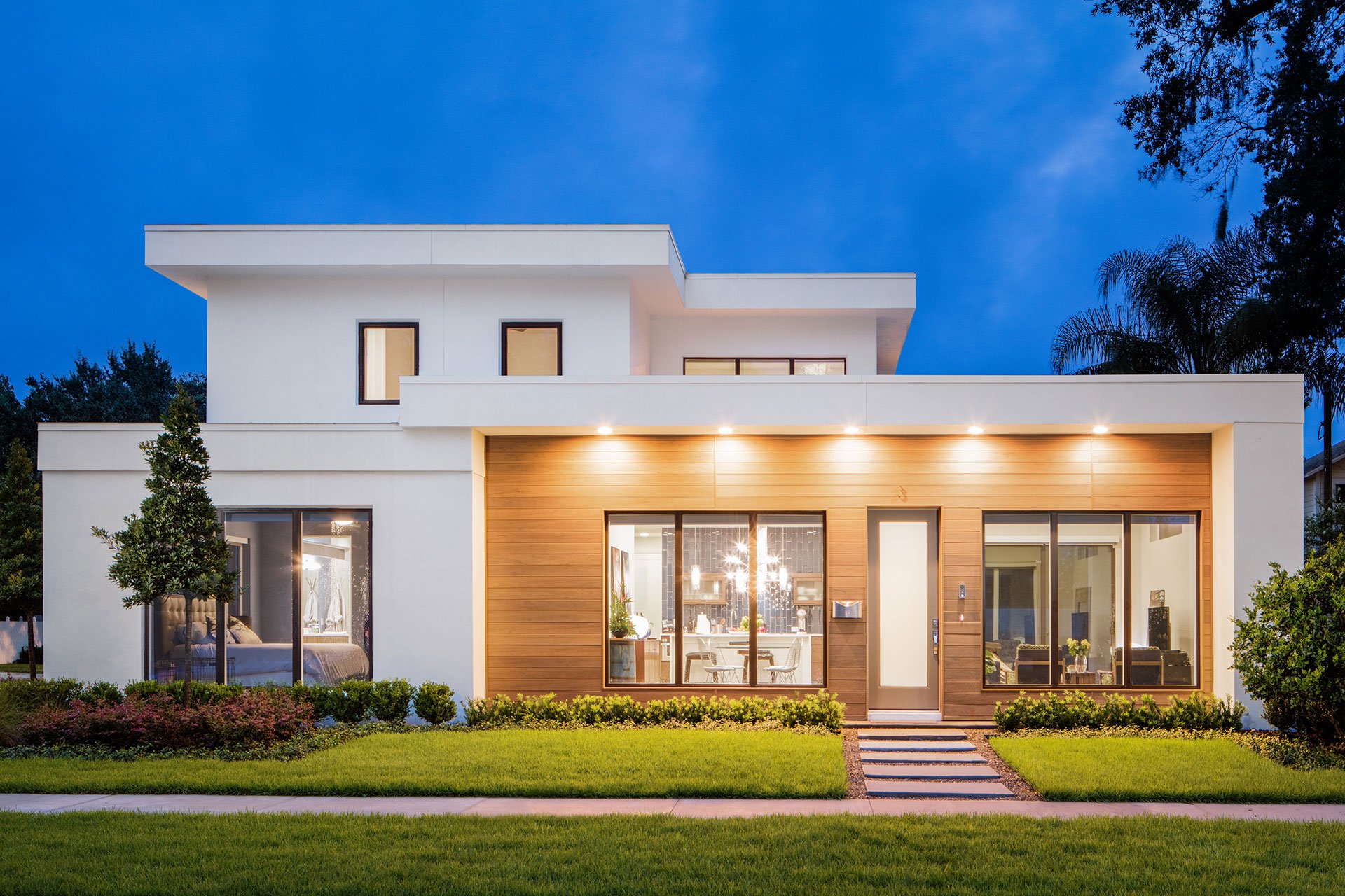 AZEK cladding white modern home front