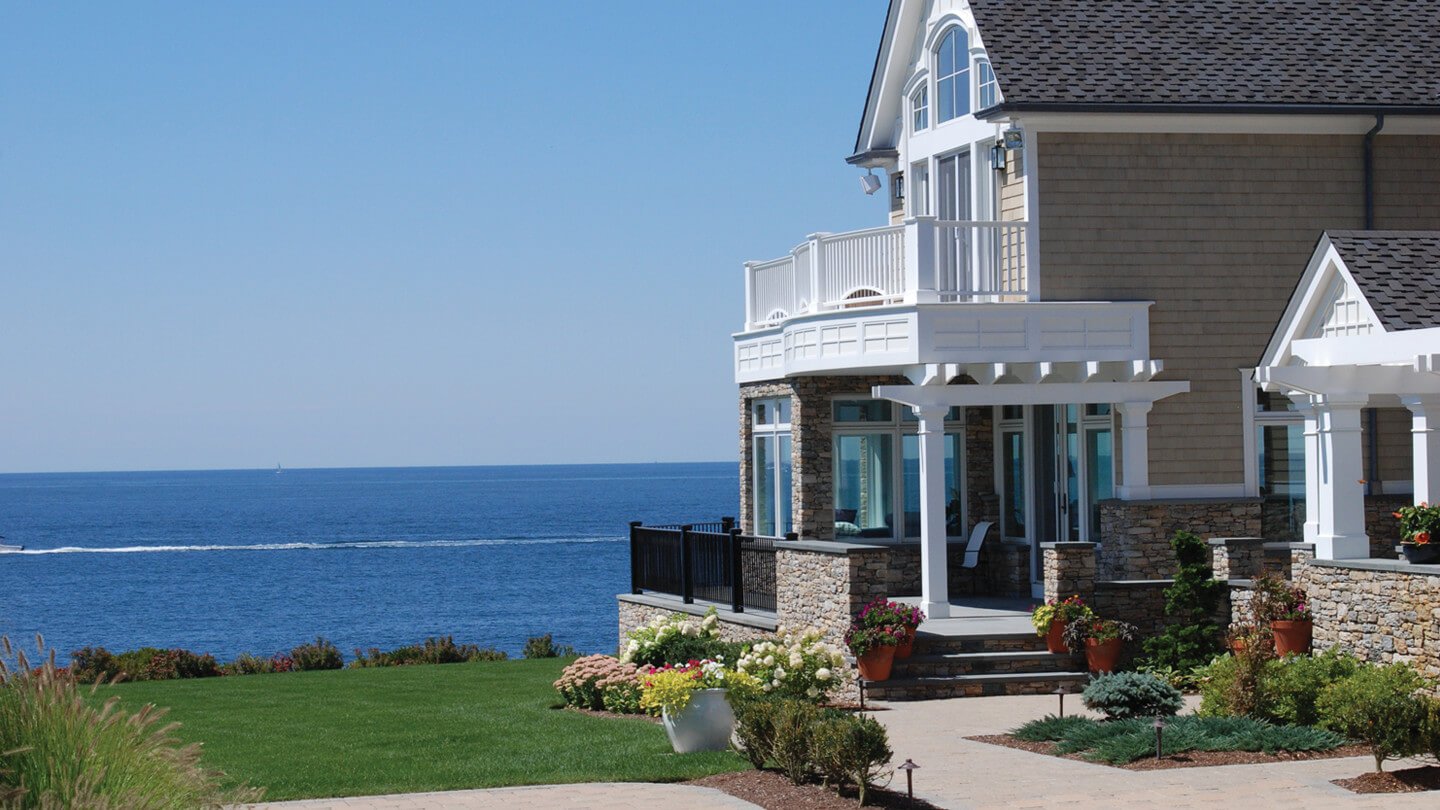 Azek trim on modern waterfront home