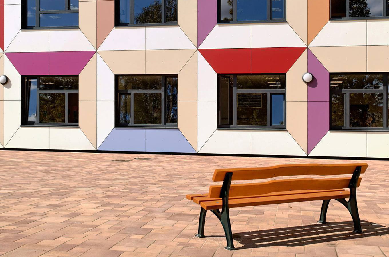 colorfully framed windows trespa