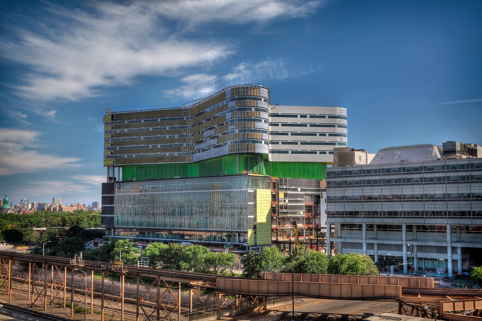 commerical building across train tracks using rockwool nsulation