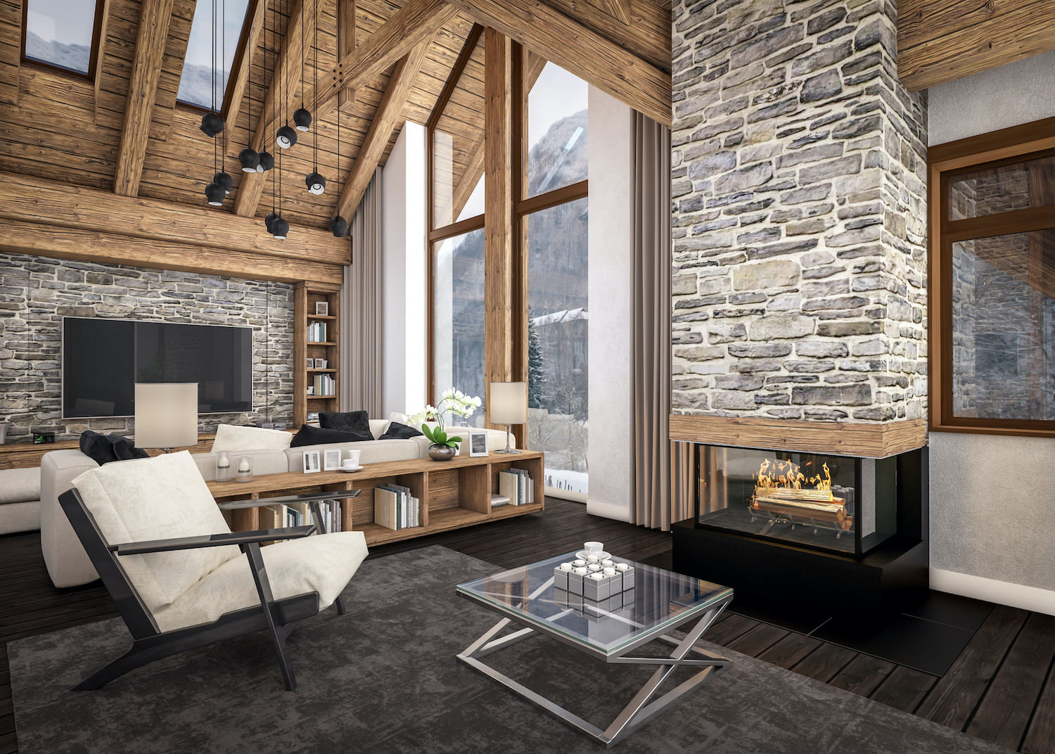 chalet living room with El and El Wood Products