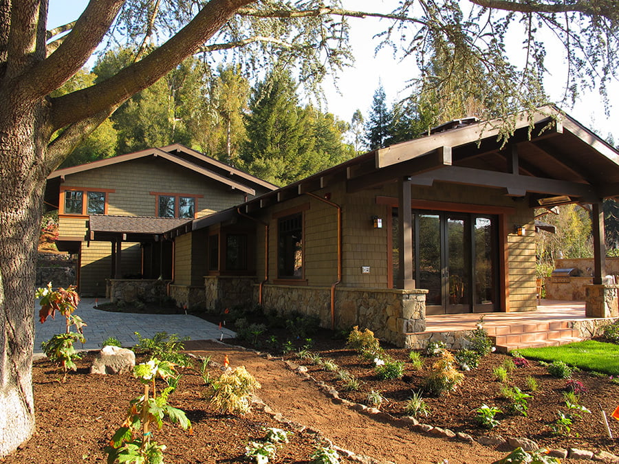 dark brown craftsman exterior shakertown