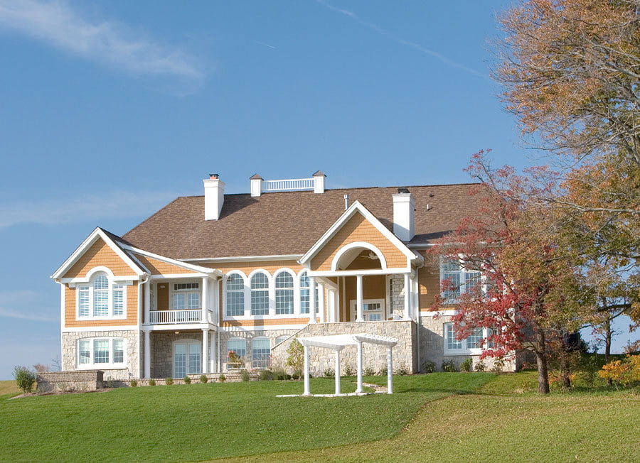 mansion exterior with gardens shakertown