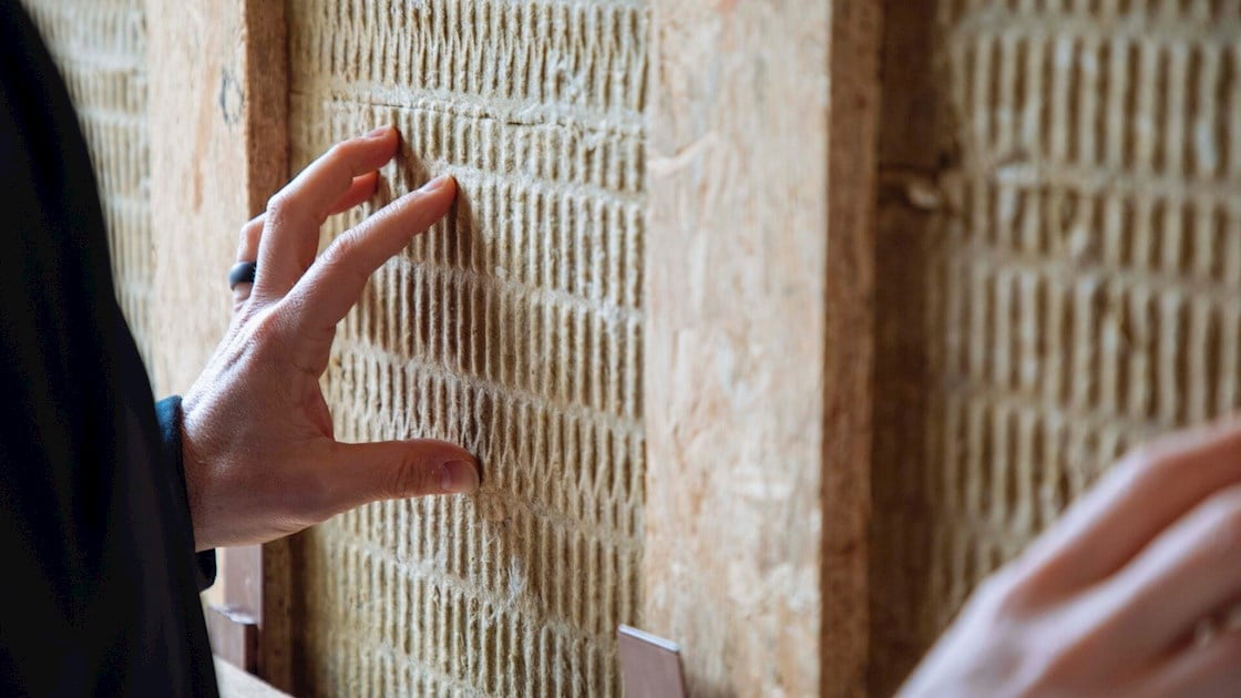 hands on rockwool stone wool insulation
