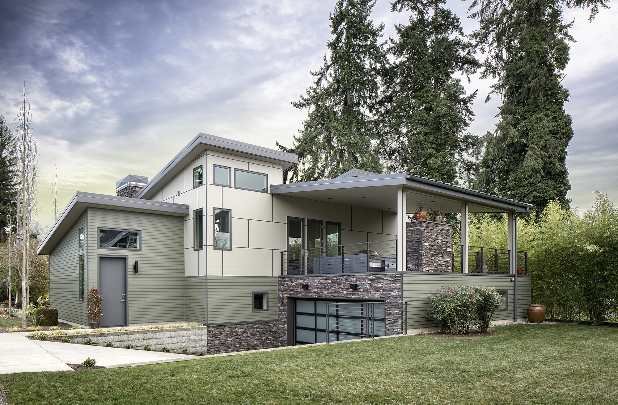 Cactus green James Hardie siding on Kirkland Washington home