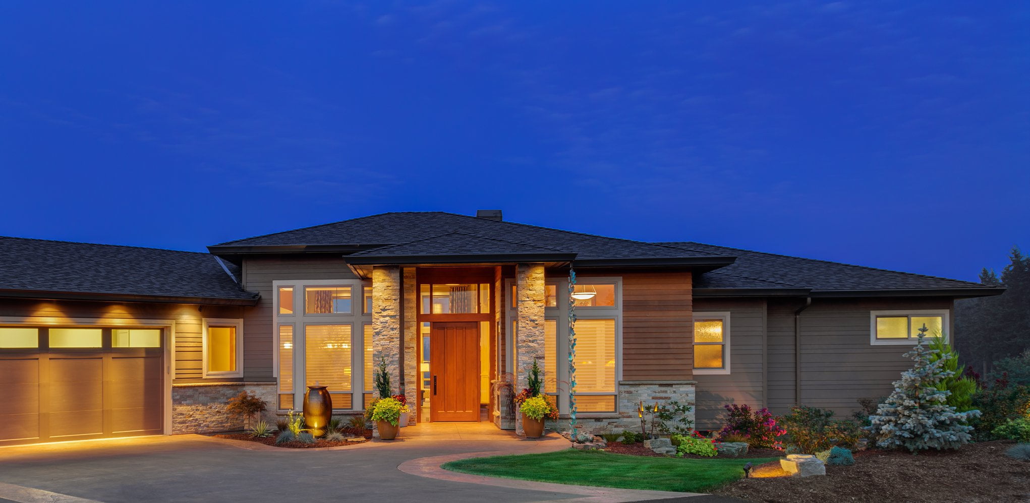nightimte exterior of home with tyvek barrier