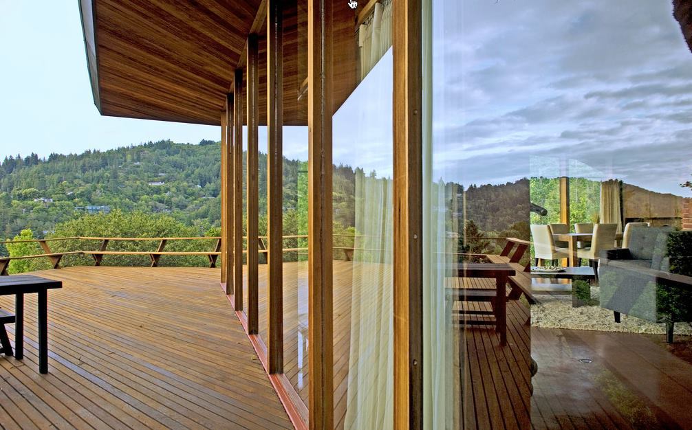 Second story deck with Redwood Empire lumber overlooking mountain view