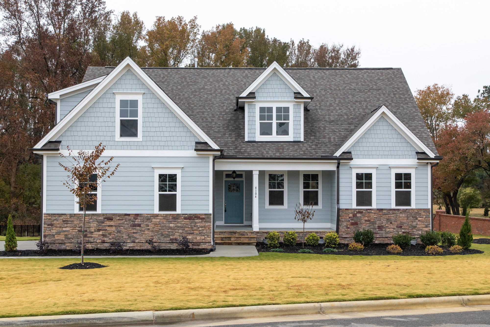 Allura Shelby light blue shingles and trim