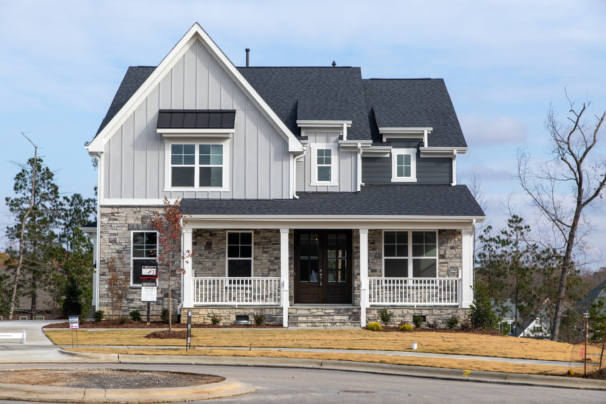 Allura siding trim lap gray two story home