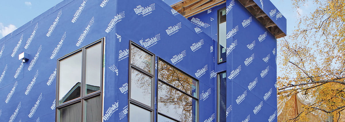 Henry Blueskin VP100 barrier on commercial building