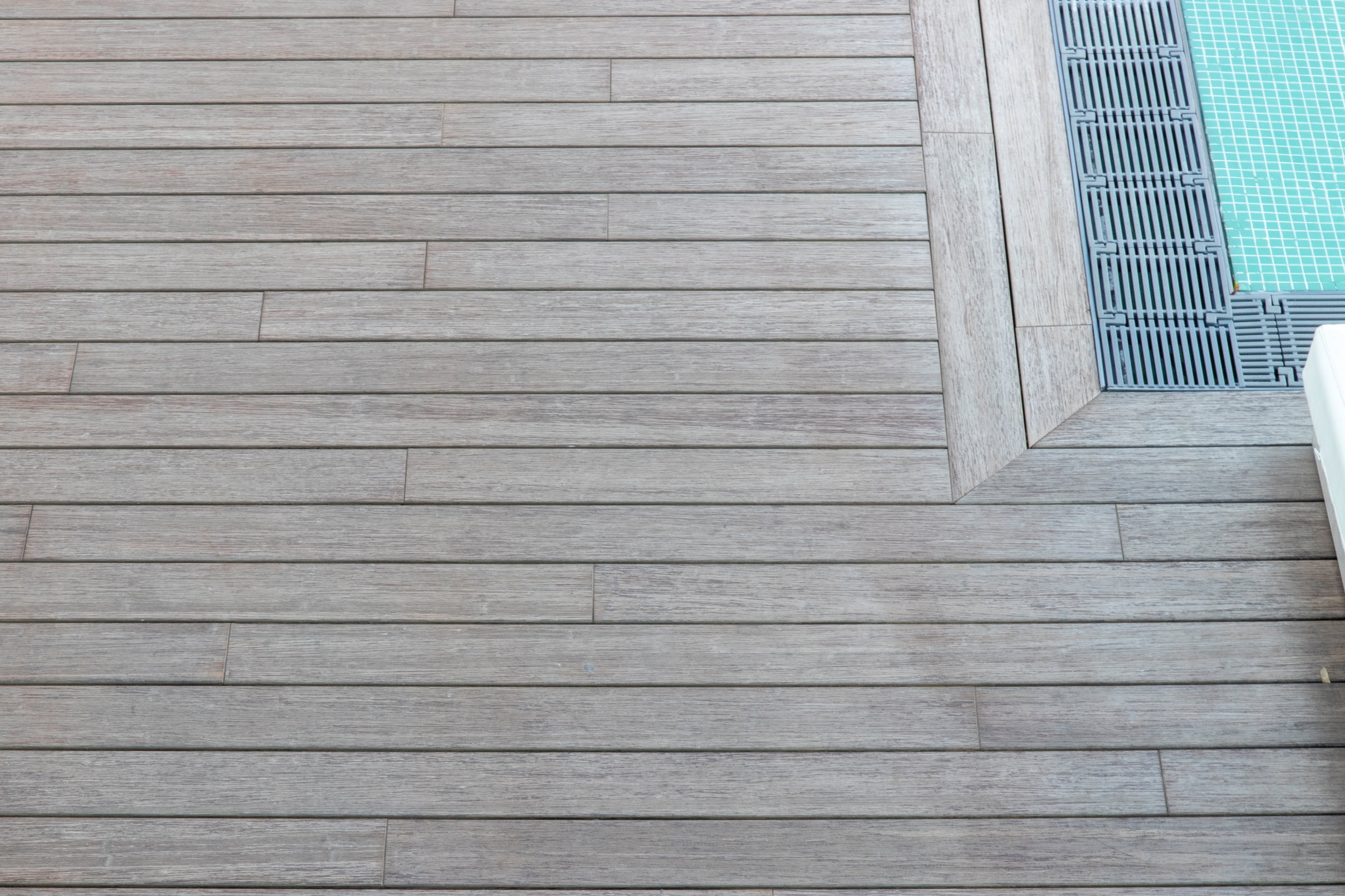 Closeup of pool decking from Moso Bamboo