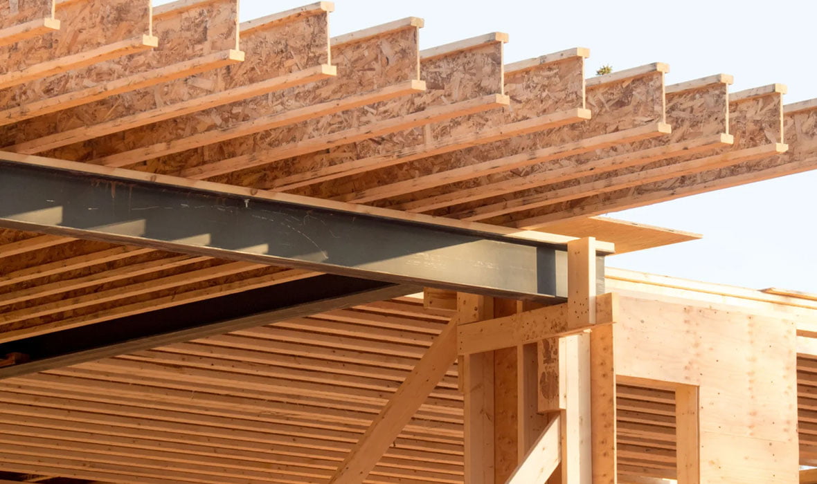 Closeup of deck awning using FlamePRO fire retardant treated lumber