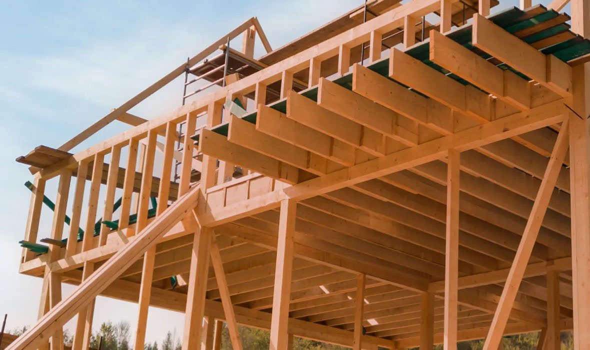 Structure in progress using FlamePRO treated lumber from Doman Building Materials