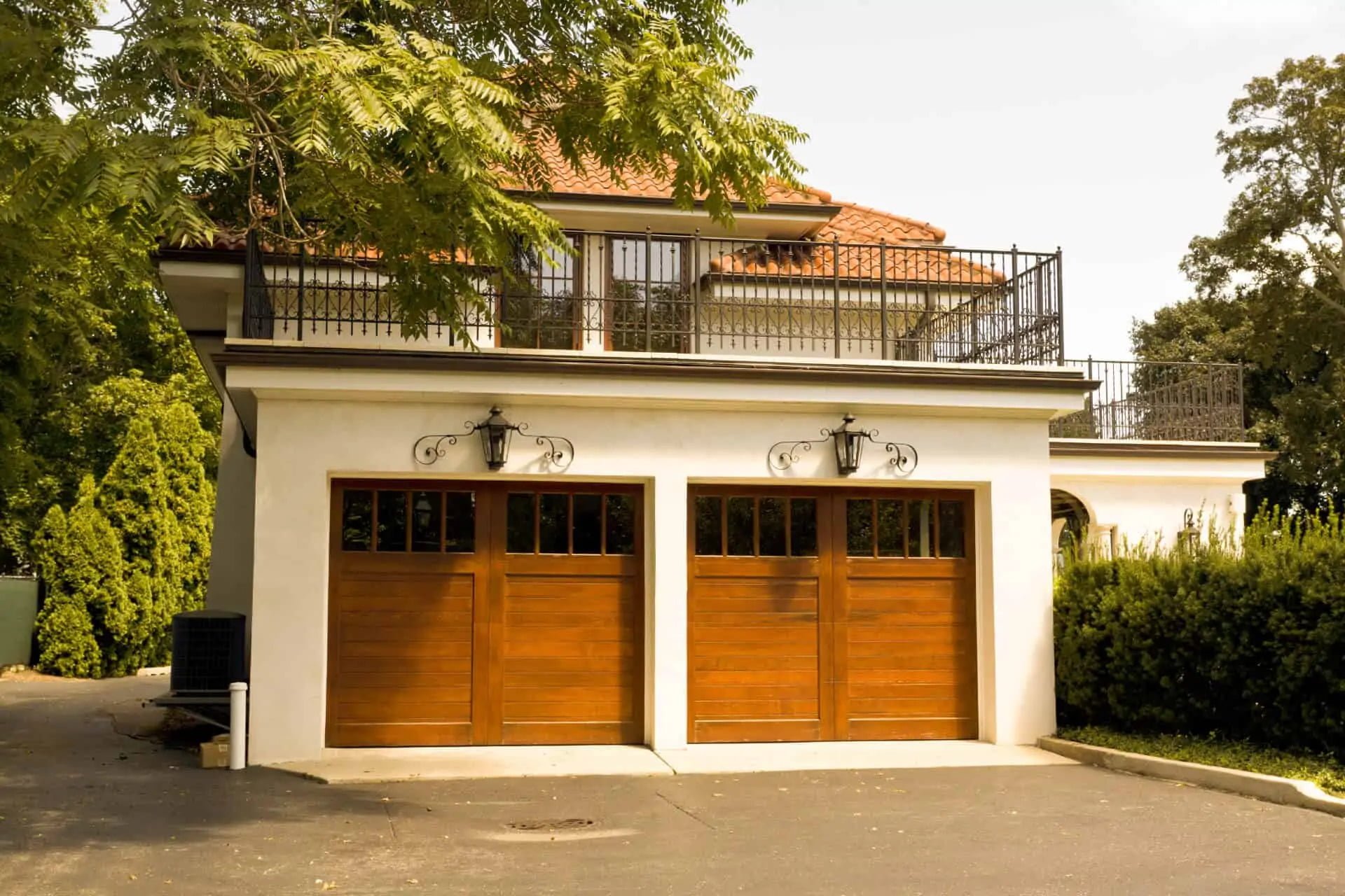 Modern Mill acre panels on wood garage doors