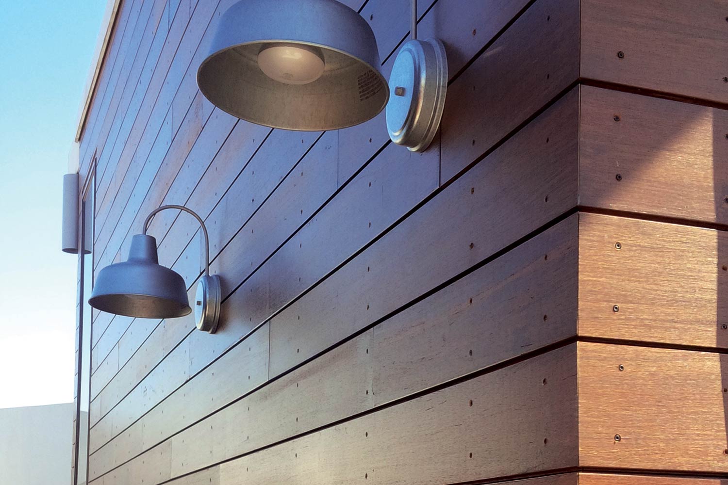External lighting on dassoXTR Fused Bamboo RainClad Siding