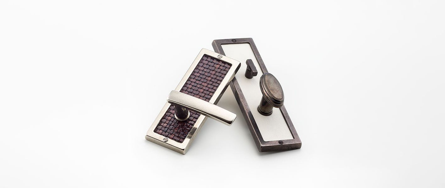 Rocky Mountain Hardware Designer Leather Collection door hardware