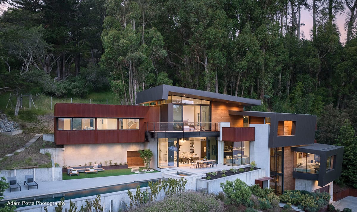 Fleetwood Windows and Doors on a hillside multilevel home