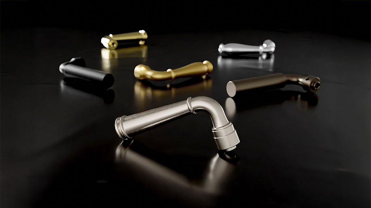 Baldwin Estate knobs and levers on black background