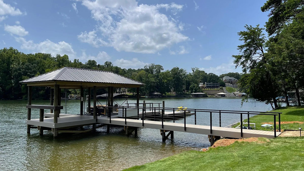 Feeney DockRail on custom boat dock