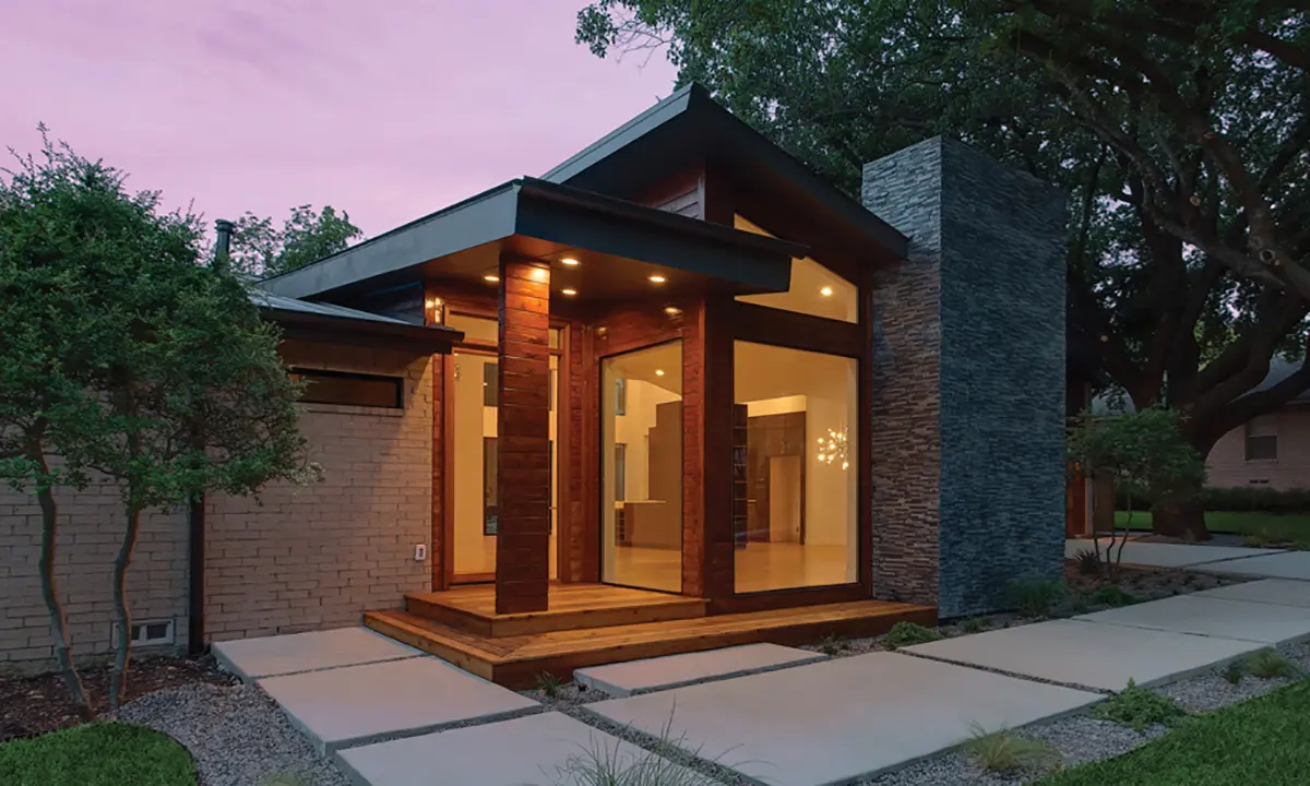 Milgard Aluminum Windows looking into home at sunset