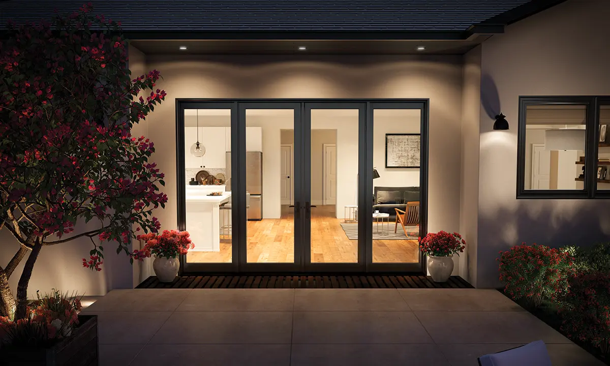 Milgard Trinsic Exterior Vinyl sliding patio doors and windows and doors in black