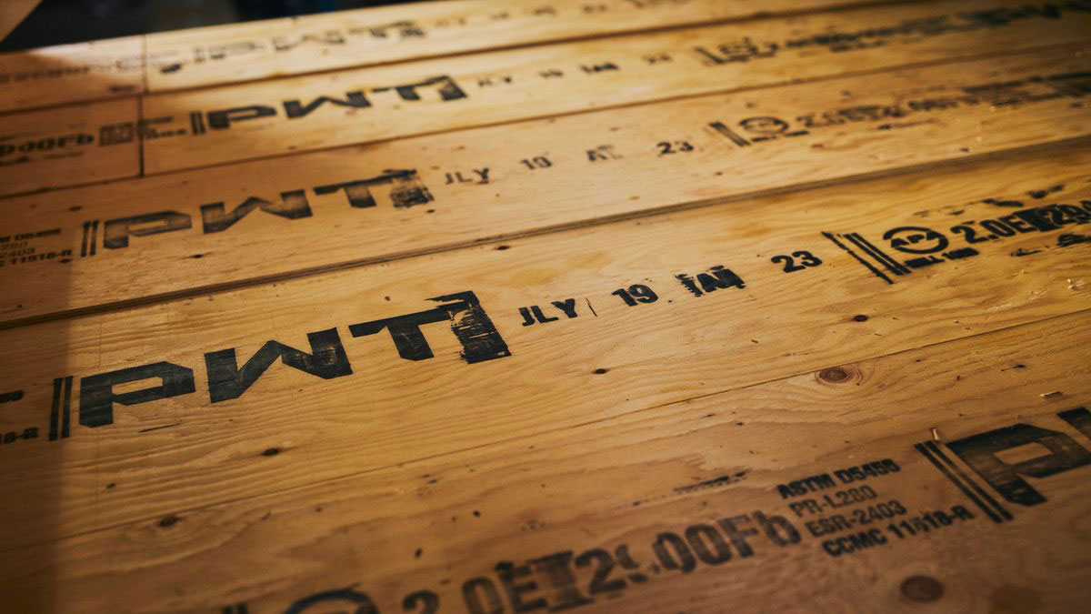 Closeup of PWT laminated veneer lumber