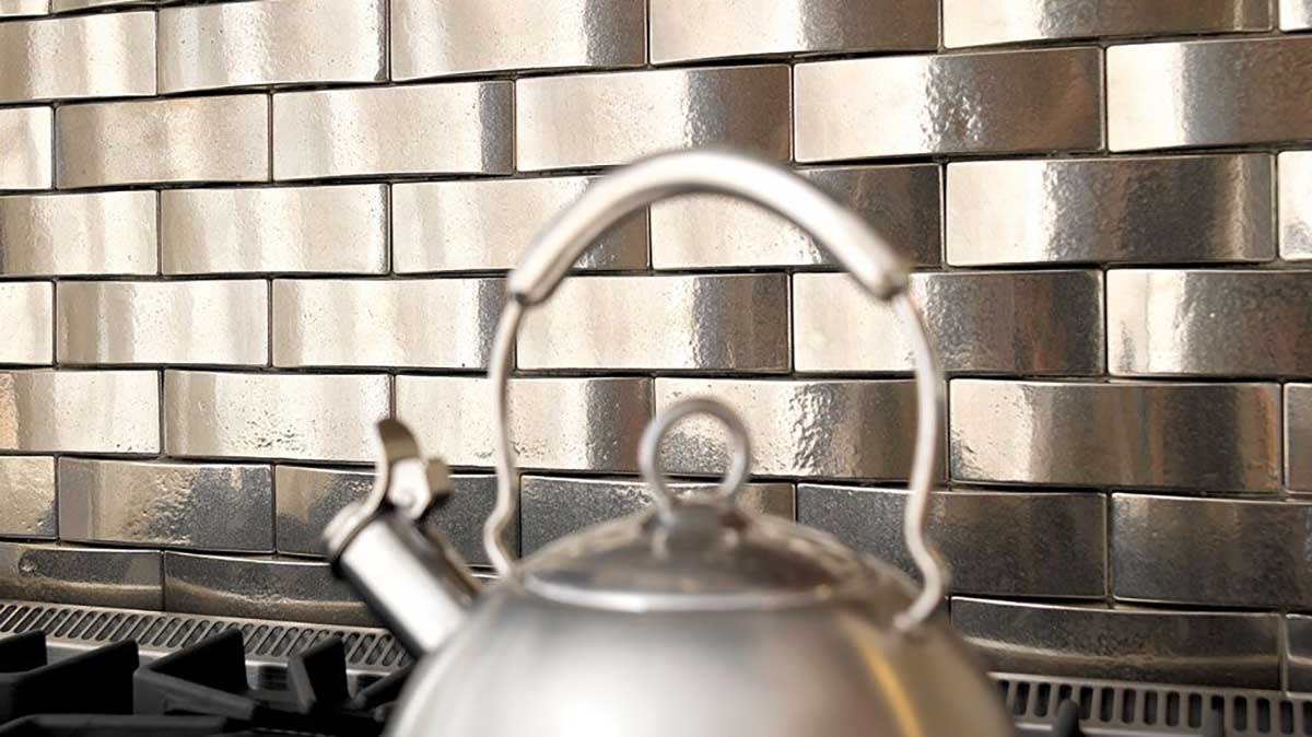 Rocky Mountain Hardware bronze tile backsplash