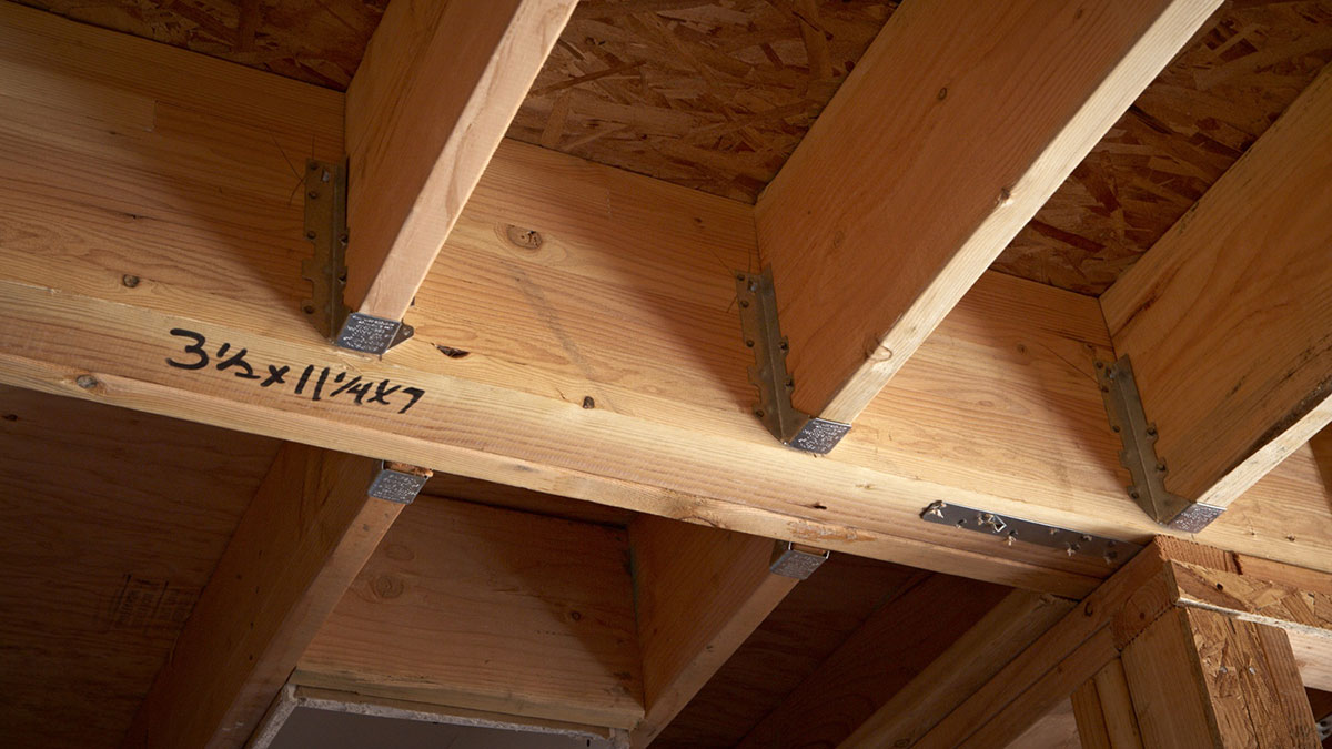 Closeup of Rosboro X-Beam on roof