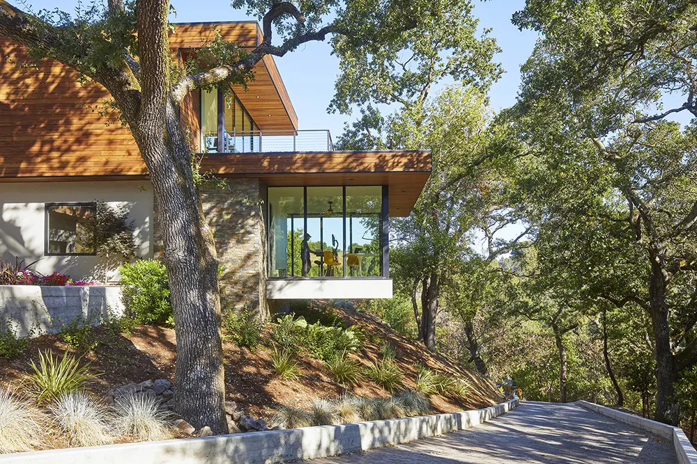 External view of a Lafayette home corner office with fixed windows from Western Architectural Openings