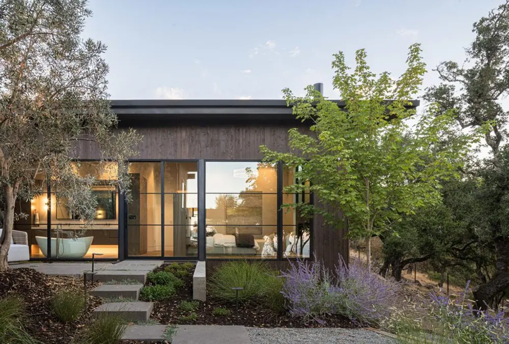 Outside view of a Sonoma Mountain home with Western Architectural Openings windows