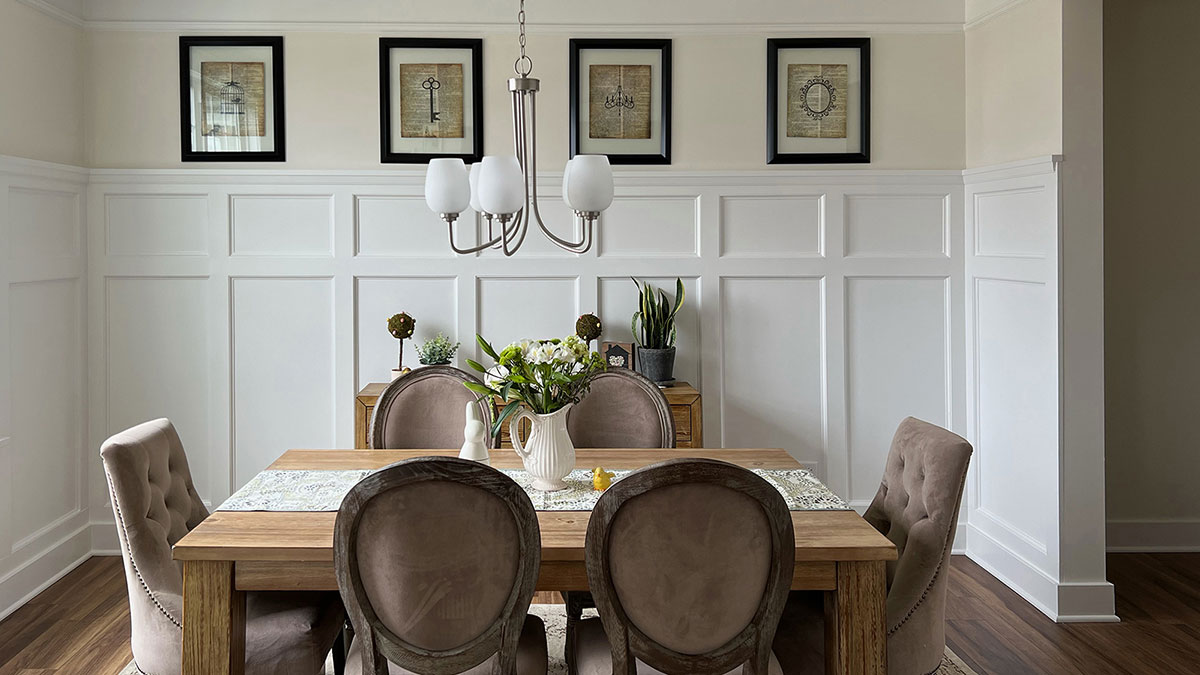 Dining room redesigned with WindsorONE judges panel and wainscot cap