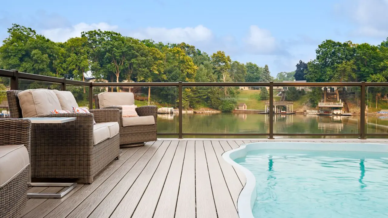 MoistureShield composite decking around a pool
