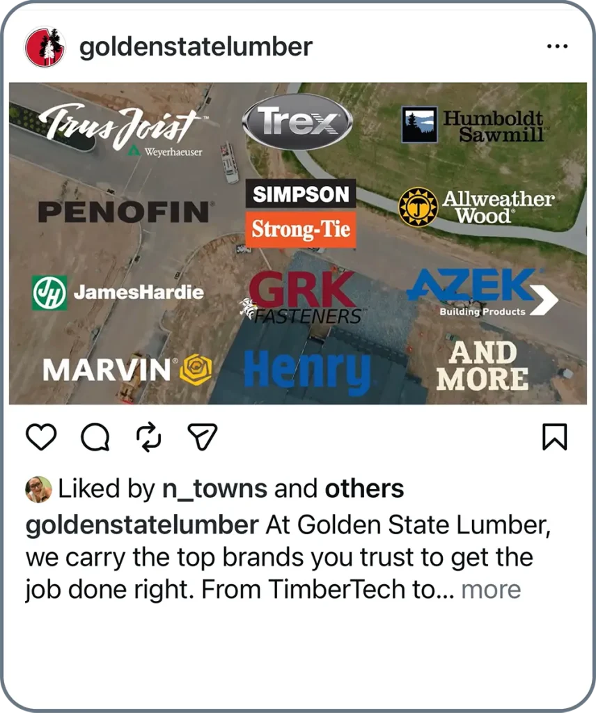 Example social media post featuring various partner brands