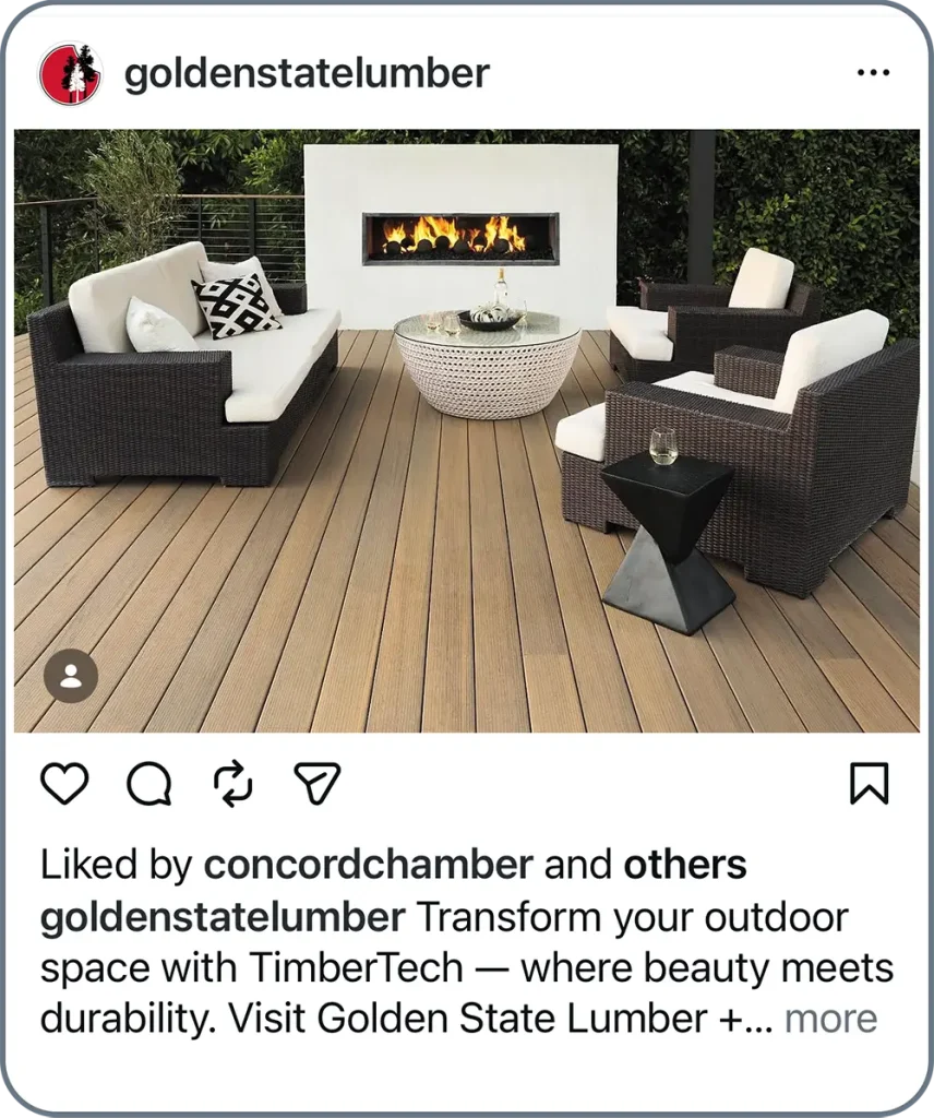 Example social media post featuring TimberTech decking