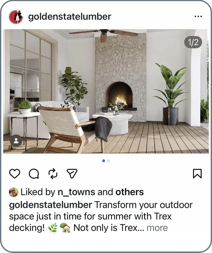 Example social media post featuring Trex decking